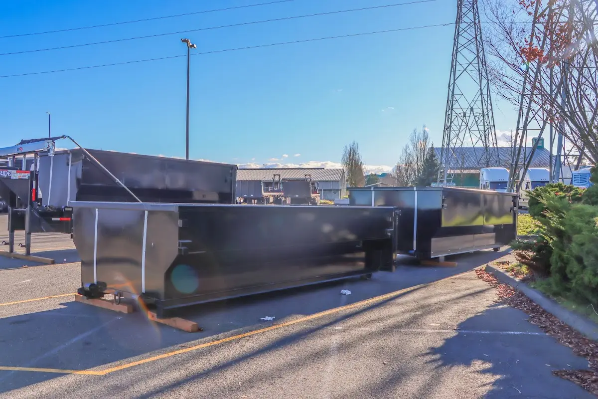 Roll-off dumpster ready for waste disposal at job site for Construction Dumpster Rental in Smyrna